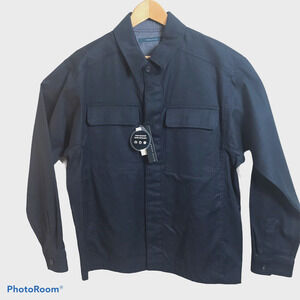 Perry Ellis Utility Jacket Mens Medium Performance Twill Coat Blue $185 NEW